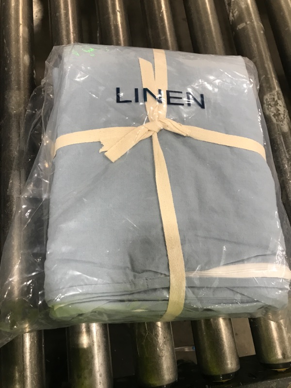 Photo 1 of LBRO2M 100% France Linen Duvet Cover Set 3 Pcs Natural Flax Duvet Cover Set 2 Pillowcase 1 Duvet Cover with Zipper (Dusty Blue Queen)