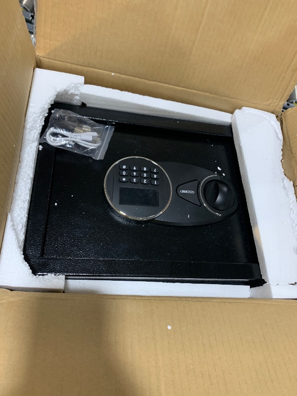 Photo 1 of <1.2 cu.ft.> Goldenkey Digital Document Safe Box with Key&Code, Steel Small Safe Box for Money, Cash, Jewelry with Removable Shelf, Personal Safes Box for Office, Hotel, Black