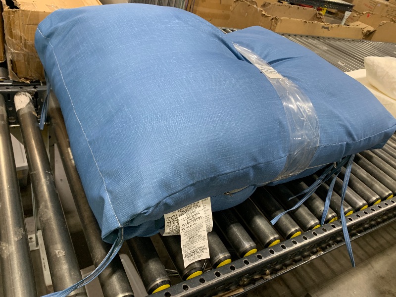 Photo 1 of Arden Selections Outdoor Plush Modern Tufted Chaise Cushion, 76 x 22, Water Repellent, Fade Resistant, Tufted Cushion for Chaise Lounger 76 x 22, French Blue Texture