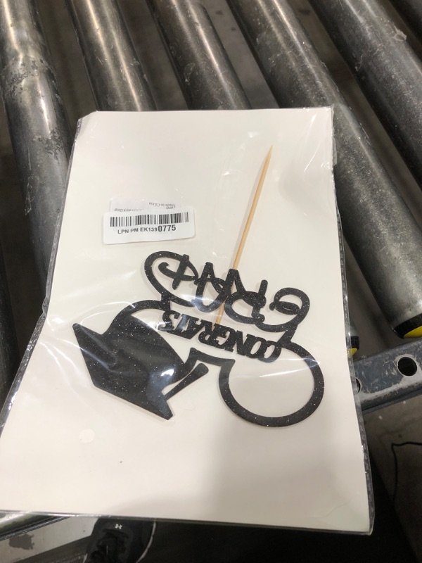 Photo 1 of Congrats Grad Cake Topper, Cartoon Mouse Inspired Theme Graduation Party Decorations for Boys Men, Class of 2024 Cake Decors Black Glitter