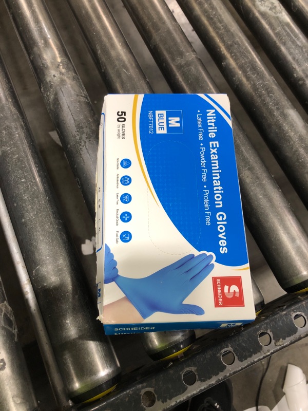 Photo 1 of Schneider Nitrile Exam Gloves, 4mil, Blue, Medium 50-ct Box, Gloves Disposable Latex-Free, Medical Gloves, Cleaning Gloves, Food Safe Rubber Gloves for Cooking & Food Prep, Powder-Free, Non-Sterile