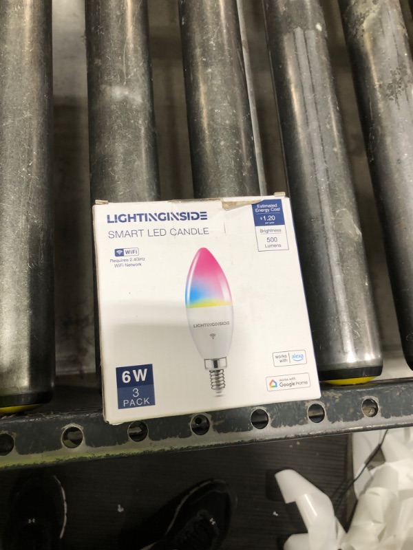 Photo 1 of Lightinginside E12 Smart Bulb 60W Equivalent, 500LM 6W WiFi Candelabra LED Light Bulb Compatible with Alexa/Google Home, No Hub Required, RGBCW Chandelier Candle Bulb, 2.4G WiFi Only, ETL Listed, 3PCS