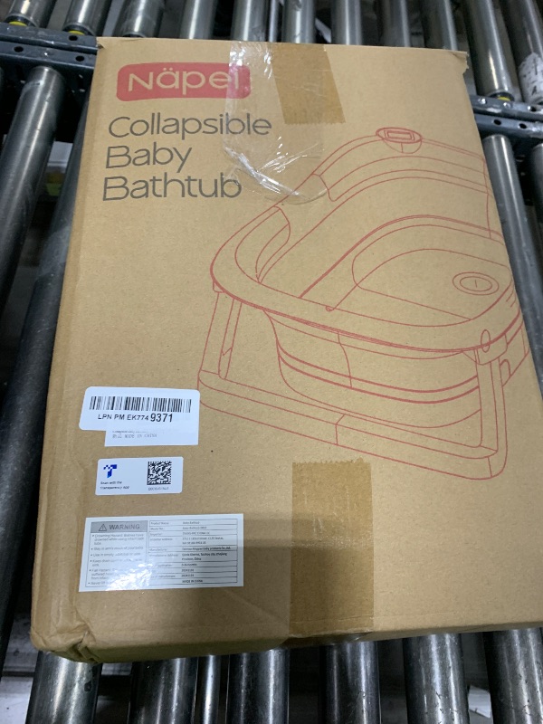 Photo 1 of napei Collapsible Baby Bathtub,Baby Bath Tub with Soft Cushion & Thermometer,Baby Bathtub Newborn to Toddler 0-36 Months,Portable Travel Baby Tub