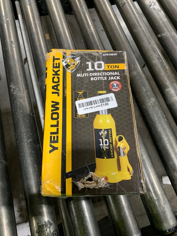 Photo 1 of YELLOW JACKET 10 Ton Muti-Directional Welded Bottle Jack (20,000lb), Horizontal Bottle Jacks Use for Car, Pickup, Truck, RV, Auto Repair, Hydraulic Bottle Jack, Yellow