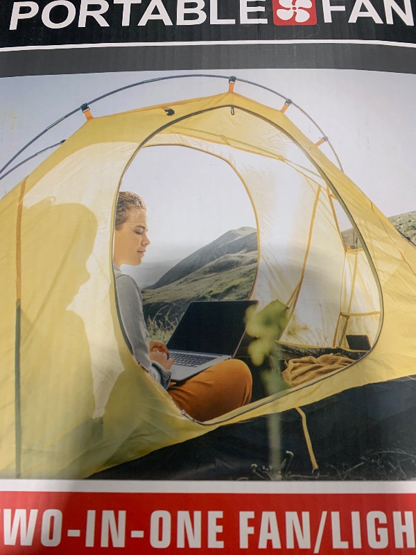 Photo 1 of 10400mAh Solar Fan, Camping Fan with Solar Panel, 7W 9-Inch Rechargeable Battery Operated Fans for Outside, LED Lantern, Stepless Speed and Quiet Battery Powered Solar Tent Fans for Outdoor, Barbecue