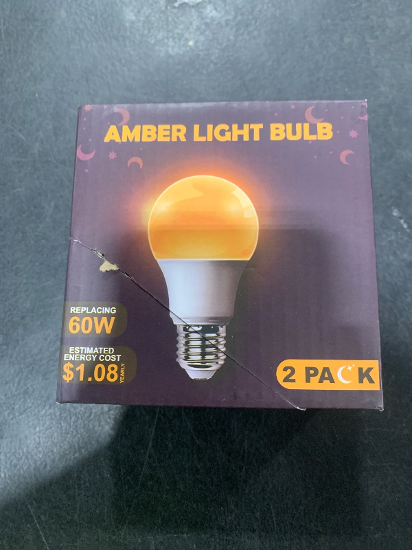 Photo 1 of DALUXshop Amber Sleep Light Bulbs, Blue Light Blocking, A19 9W(60 Watt Equivalent) Dim Light Bulbs for Lamp, 1800K Warm Light Bulb, E26 for Healthy Sleep, Bedroom, Kids Room, 2 Pack