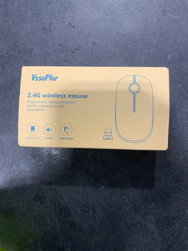 Photo 1 of VssoPlor Wireless Mouse, 2.4G Slim Portable Computer Mice with Nano Receiver for Notebook, PC, Laptop, Computer (Black and Gold)