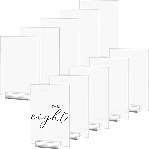 Photo 1 of 10 Pack Frosted Acrylic Signs with Stand - 5x7 Inch Blank Rectangular Signs for Wedding Table Number Menu Bar List
