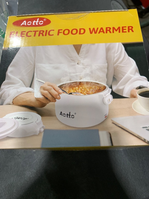 Photo 1 of Aotto Electric Lunch Box, 32 oz Portable Food Warmer Heater, Lunch Warmer Portable for Work/Office/Car/Travel 12V/24V/110V 3-in-1, Warming Soup & Meal, Spill-Free, Men & Women's Gifts, White