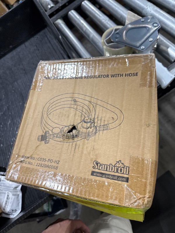 Photo 1 of Stanbroil Horizontal Two Stage Propane Regulator with 10ft Hose and Gauge, Standard POL Connection and 3/8" Female Flare Connector