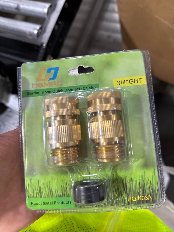 Photo 1 of HQMPC Garden Hose Quick Connect Solid Brass Quick Connector Garden Hose Fitting Water Hose Connectors Garden Hose Disconnect 3/4 inch GHT (2Sets) (2Female+2Male)