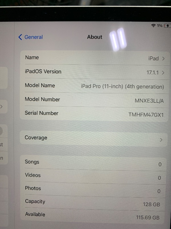 Photo 1 of Apple 2022 iPad Pro, 11-inch, Wi-Fi, 128GB - Silver (Renewed)
