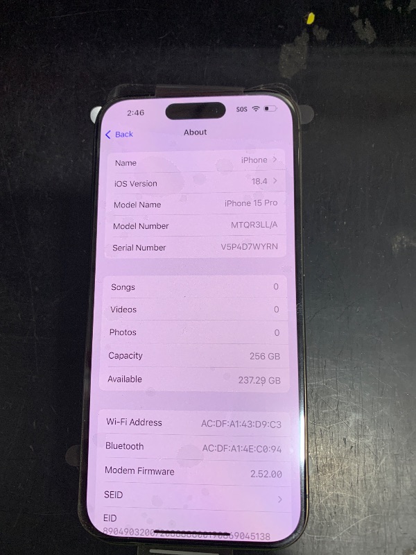 Photo 1 of Apple iPhone 15 Pro, 256GB, Black Titanium - Unlocked (Renewed Premium)