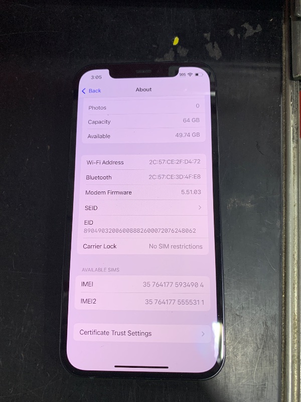 Photo 1 of Apple iPhone 12, 64GB, Black - Fully Unlocked (Renewed)