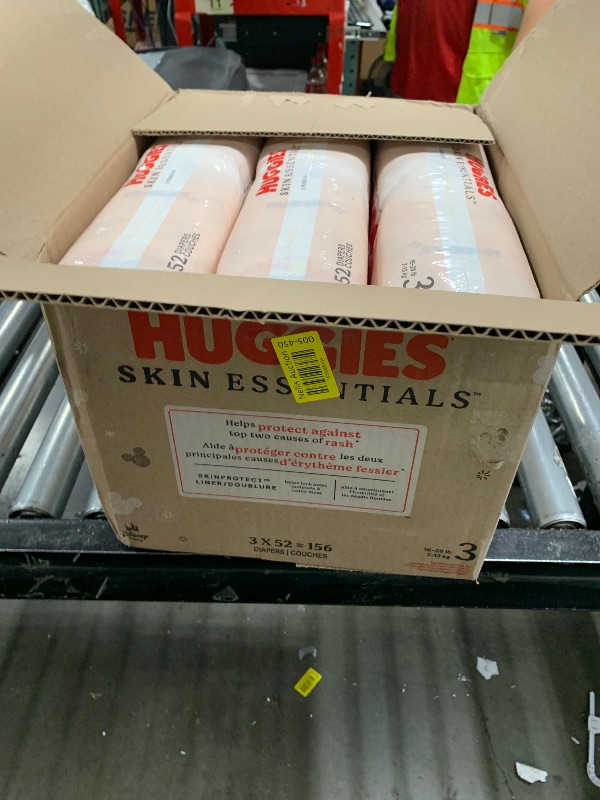 Photo 1 of Huggies Size 3 Diapers, Skin Essentials Baby Diapers, Size 3 (16-28 lbs), 156 Count (3 Packs of 52)
