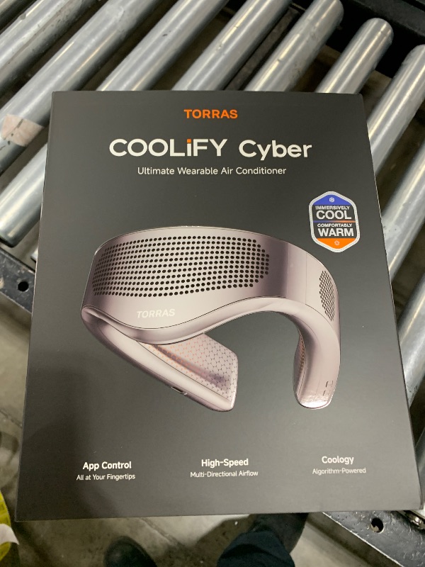 Photo 1 of TORRAS COOLIFY Cyber Alpha Thermochromic Limited Edition Neck Air Conditioner, Blue-Orange Changing Portable Neck Fan Rechargeable, Ultimate Immersive Cooling, AI Temp Control Personal Fan As Gifts