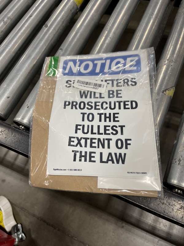 Photo 1 of (2 Pack) Shoplifters Will Be Prosecuted OSHA Notice Sign 7 Inch X 10 Inch Vinyl Label Decal Sticker Weather Resistant, UV Protected for Workplace, Business, and Construction Site, Made in the USA