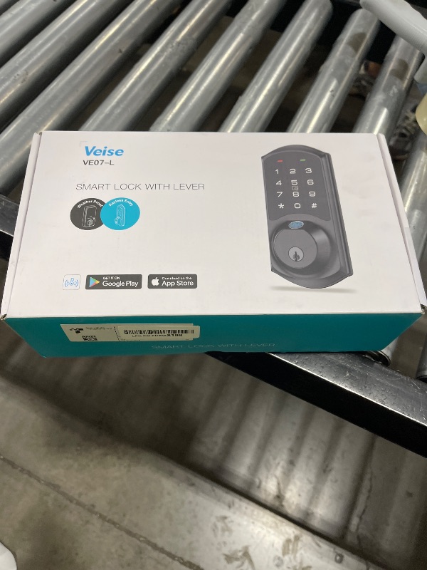 Photo 1 of Veise VE07-L Fingerprint Smart Locks for Front Door with 2 Lever Handle Set, App Control, Keyless Entry, Electronic Digital Keypad Deadbolt, Auto Lock, Waterproof, Easy to Install, Matte Black