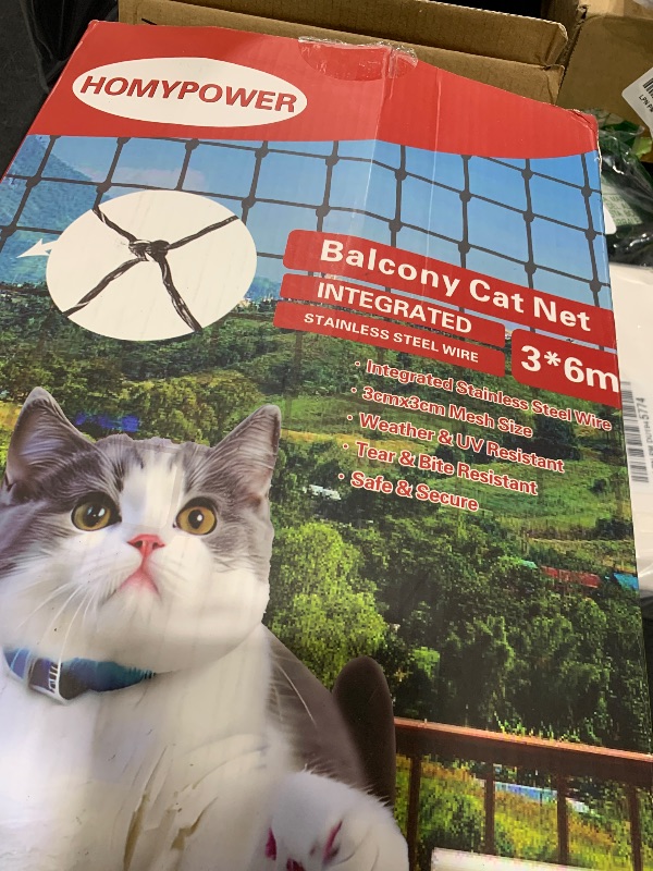 Photo 1 of Cat Netting Balcony, Stainless Steel Reinforced Bite Tear UV and Weather-Resistant Anti-Fall Netting for Pets, Safety Net for Cat, Small Catio for Apartment Balcony Protection (10x