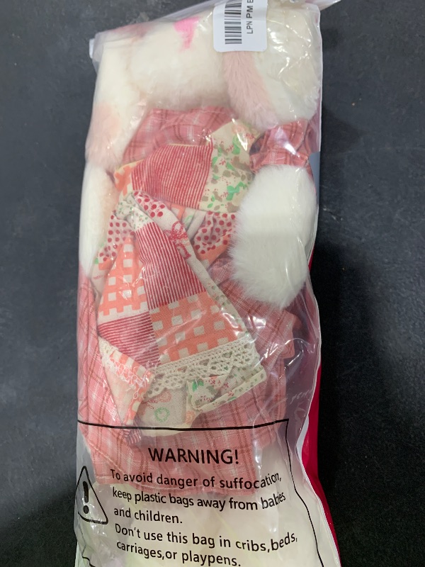 Photo 1 of oits cute Small Soft Stuffed Animal Bunny Rabbit Plush Toy for Baby Girls 15inch (White Rabbit Wearing Red Plaid Dress)