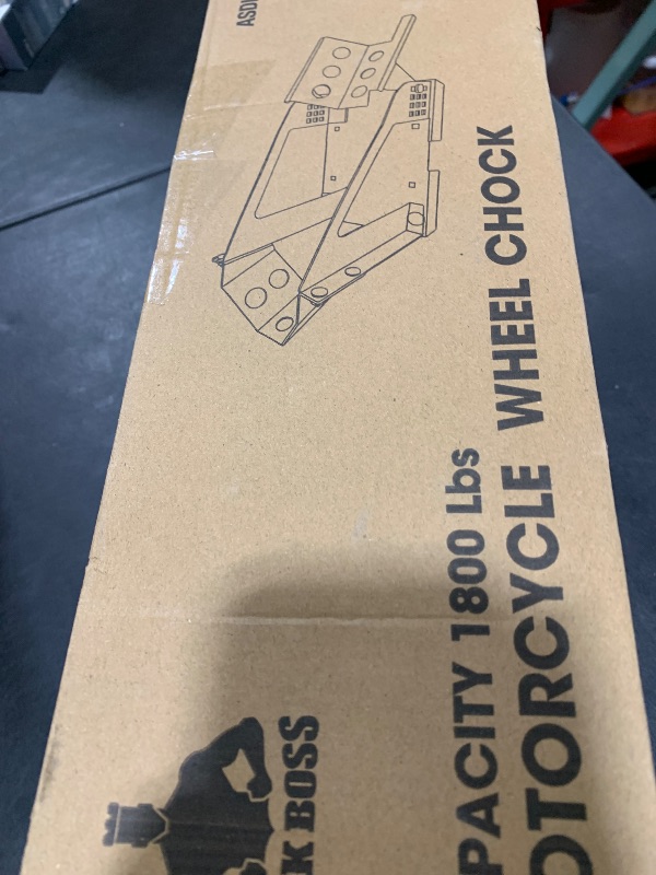 Photo 1 of Jack Boss Motorcycle Wheel Chock, Motorcycle Stand Up to 1800 Lbs, Wide Range Less Than 6 Inch, 12 Holes Support Adjustable Front Tire Stand Chocks for Most Motorcycle