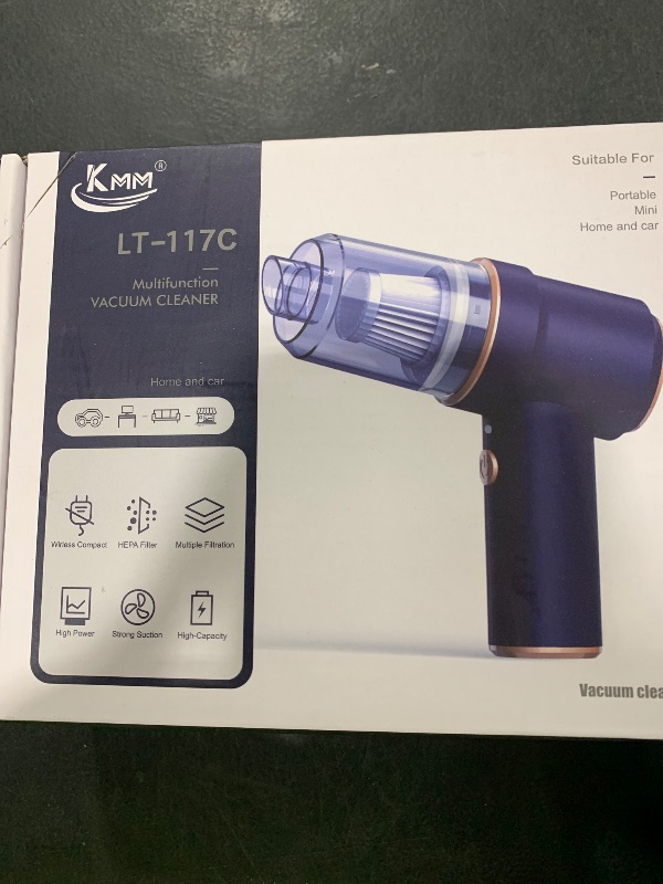 Photo 1 of KMM Handheld Car Vacuum Cleaner, 9000Pa Vacuum Cleaner and Air Duster, 120W High Power Hand Held Vacuum with LED Light and Multi-Nozzles for Car, Home, Office, Pet