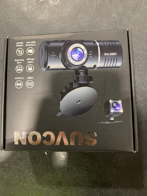 Photo 1 of Dash Cam Front and Rear, 1080P Dash Camera for Cars, 3 Channel Car Camera Front Rear and Inside with 32GB Card, Loop Recording, Night Vision, HDR, G-Sensor, 24Hr Parking