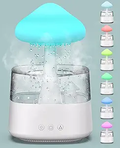 Photo 1 of Rain Cloud Humidifier Water Drip, Mushroom Humidifier Waterfall Lamp, Mushroom Diffuser, Rain Sounds for Sleeping

