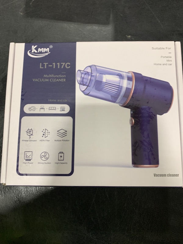 Photo 1 of KMM Handheld Car Vacuum Cleaner, 9000Pa Vacuum Cleaner and Air Duster, 120W High Power Hand Held Vacuum with LED Light and Multi-Nozzles for Car, Home, Office, Pet