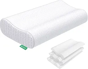 Photo 1 of UTTU Cervical Pillow for Neck Strain Relief, Memory Foam Neck Pillow for Sleeping, Adjustable Orthopedic Sandwich Pillow, Contour Cooling for Side Back Stomach Sleeper, Queen(23.6"×14"×4.7"/3.9")
