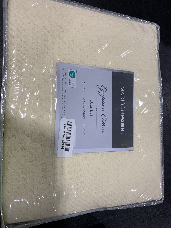 Photo 1 of Madison Park 100% Egyptian Cotton Lightweight Summer Blanket, Breathable Waffle Knit Design, Soft Cozy All-Season Throw for Bed, Couch or Sofa, Cream Twin Size (66"x90")