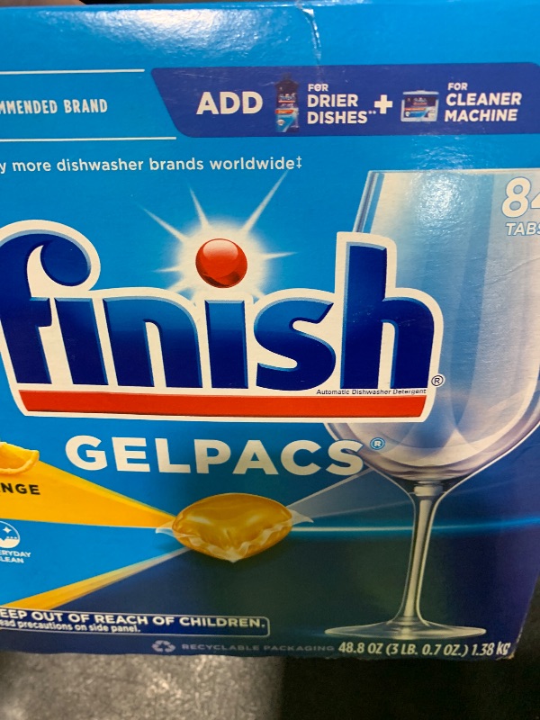 Photo 1 of Finish Gelpacs Dishwasher Detergent, Orange Scent, 84 Count