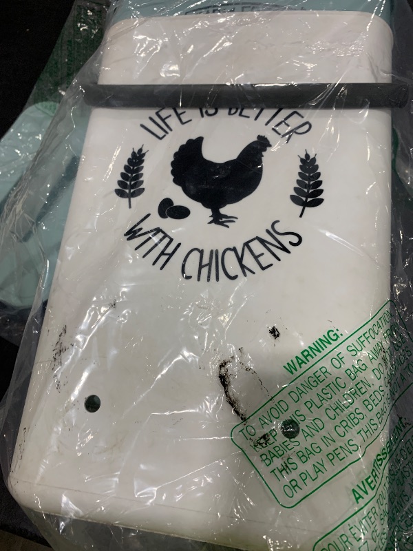 Photo 1 of ?Tgeyd Chicken Feeder and Chicken Waterer Set (3 Gallon/26 Pounds) - Hanging Automatic Chicken Feeder No Waste - Chicken Coop Accessories - Poultry Waterer