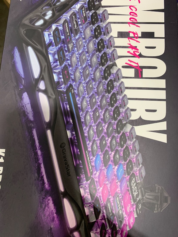 Photo 1 of GravaStar Mercury K1 Pro 75% Wireless Mechanical Gaming Keyboard, Gasket Compact Custom Keyboard Hot-Swap Socket, Linear Switches, with RGB Backlit & Frame - Galaxy Black
