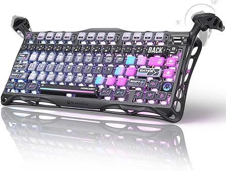 Photo 1 of GravaStar Mercury K1 Pro 75% Wireless Mechanical Gaming Keyboard, Gasket Compact Custom Keyboard Hot-Swap Socket, Linear Switches, with RGB Backlit & Frame - Galaxy Black
