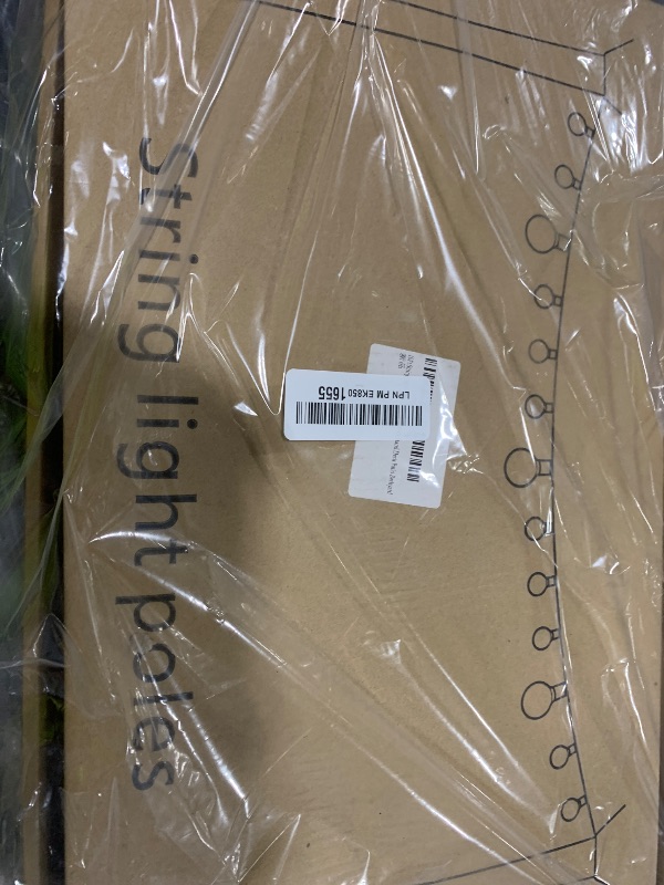 Photo 1 of 10Ft String Light Poles 4 Pack,Light Poles for Outside Lights,Outdoor with Fence Brackets Hanging Lights,Metal Stand Deck Patio Backyard