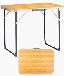 Photo 1 of 2.3ft Aluminum Camping Folding Table - Rust-Proof, All-Weather, Durable, Easy Clean, Indoor/Outdoor Use? Wood Grain