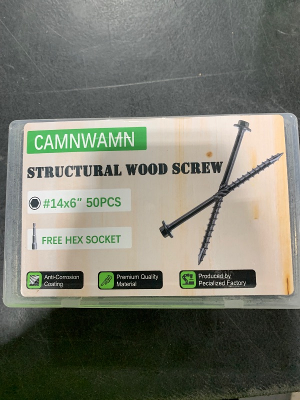 Photo 1 of #14 x 4 Wood Structural Screws 50 Pack Hex Head Lag Screws, Rust Resistant Timber Screws for Timber/Log/Landscaping Wood (Black)
