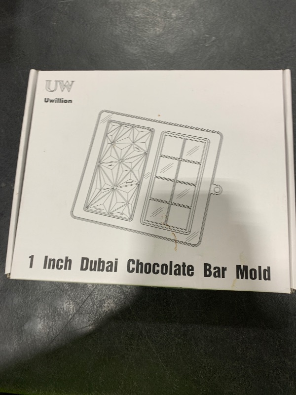 Photo 1 of UWILLION Chocolate Bar Mold Deep Dubai 1 Inch Pistachio Chocolate Bar Silicone Thick Mold for Stuffed Bar, Large Candy Bar Mould for Filling