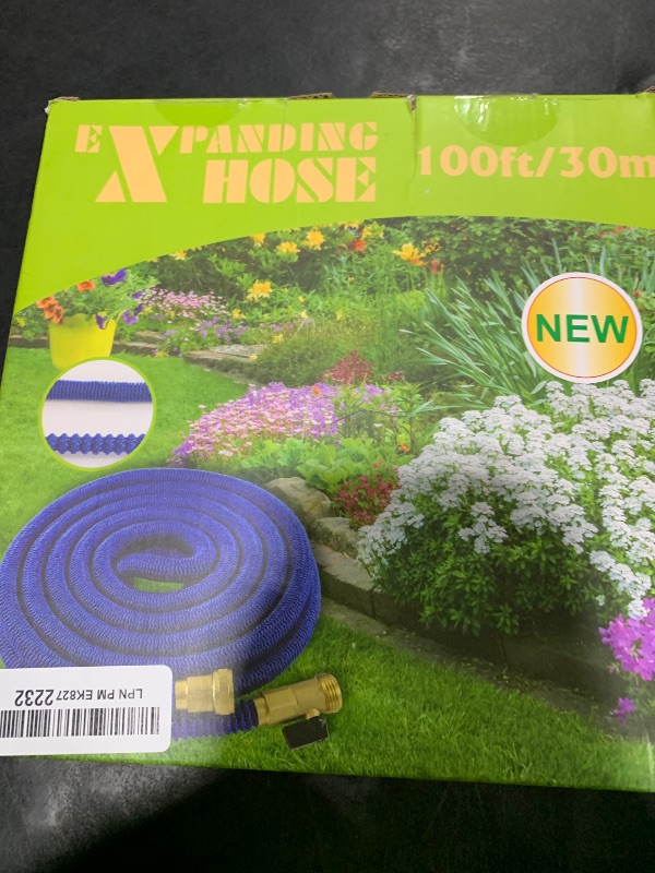 Photo 1 of 100 ft Expandable Garden Hose - No-kink Water Hoses -2025 Upgrated Expanding Water Hoses with 3/4" Brass Fittings, Extra Strength Fabric - Flexible Garden Hoses with 10 Pattern Spray Nozzle