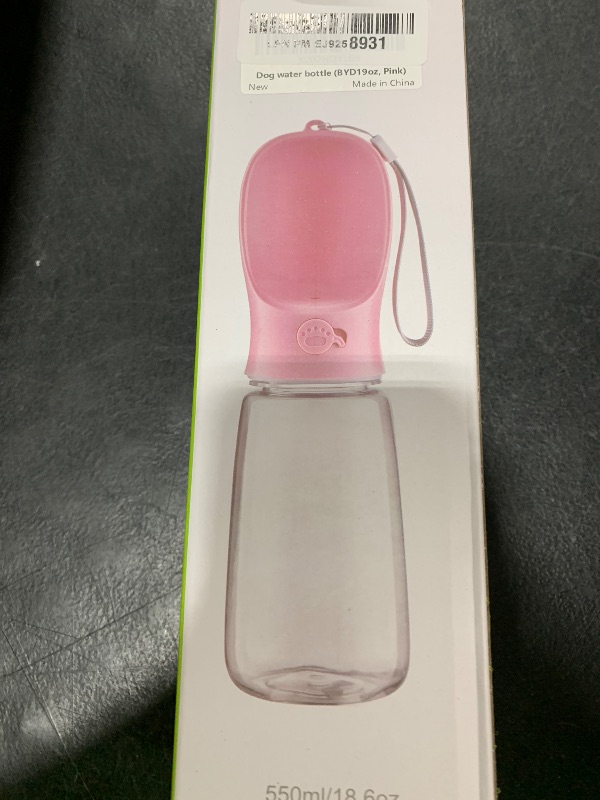 Photo 1 of Kalimdor Dog Water Bottle, Leak Proof Portable Puppy Bowl Water Dispenser with Drinking Feeder for Pets Outdoor Walking, Hiking, Travel, Food Grade Plastic (19oz Pink)
