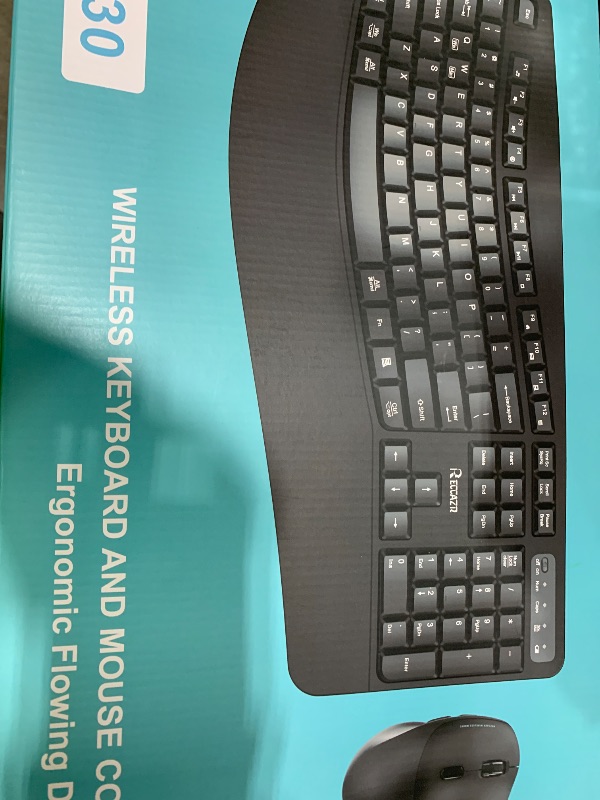 Photo 1 of Wireless Keyboard and Mouse Combo,2.4G Full Size Wave Keys Ergonomic Keyboard with Wrist Rest for Natural Typing, 3 DPI Adjustable Ergonomic Silent Mouse for Computer/Laptop/Windows/Mac (Black)