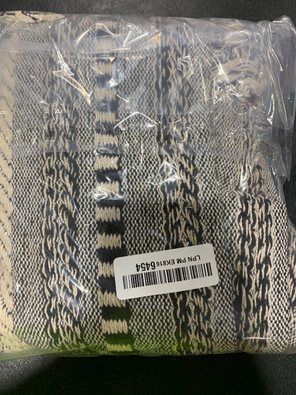 Photo 1 of DII Farmhouse Braided Stripe Table Runner Collection, 15x108 (15x113, Fringe Included), Black
