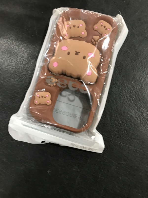 Photo 1 of TUFTA Kawaii 3D Teddy Bear Phone Case for iPhone 16 Pro (with Retractable Phone Stand & Grip) Cute Girly Cartoon Soft Silicone Phone Cover for Girls, Kids, Teens, and Women, Brown