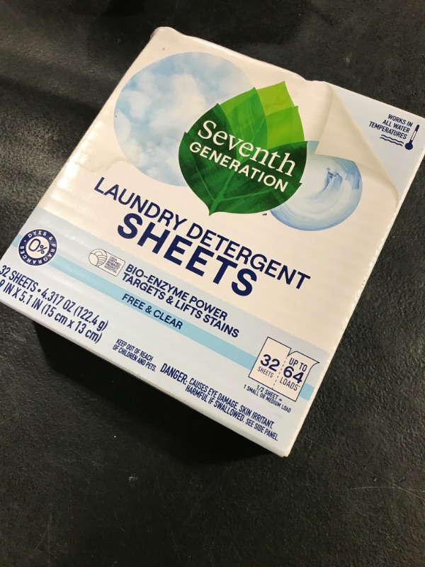 Photo 1 of Seventh Generation Laundry Detergent Sheets 32ct Free & Clear Removes Tough Stains Safer for your family