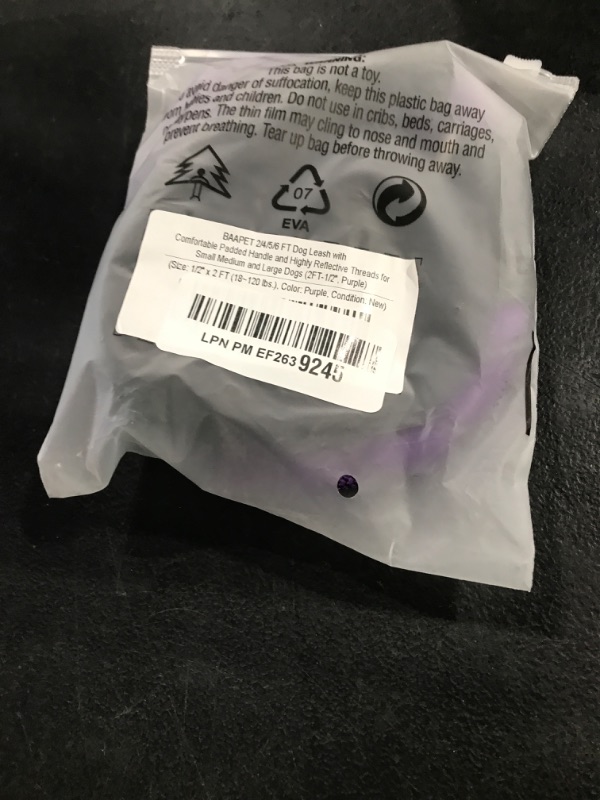 Photo 1 of BAAPET 2/4/5/6 FT Dog Leash with Comfortable Padded Handle and Highly Reflective Threads for Small Medium and Large Dogs (2FT-1/2'', Purple)