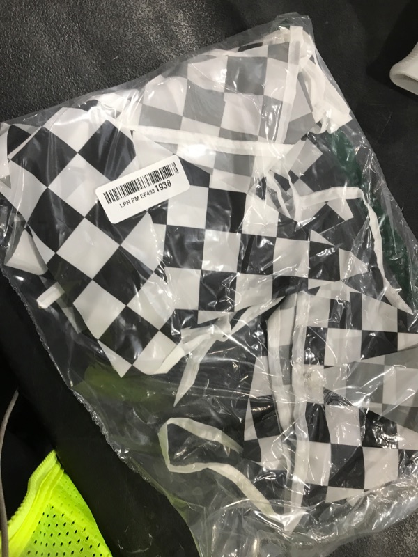 Photo 1 of Reusable Party Decoration Pennant Banner - 21 Pcs Black & White Checkered Flags on a 30ft String – Perfect for Race Car, Racing, Checkered Themed Parties & Events