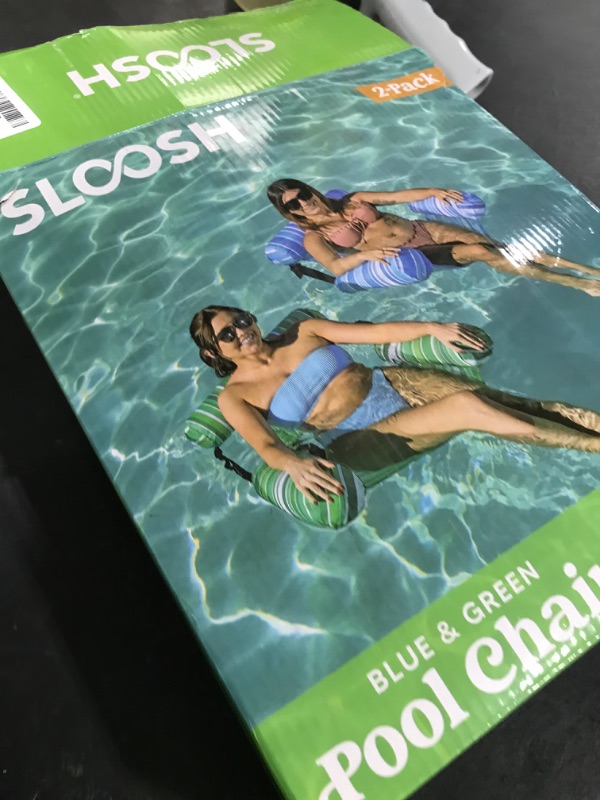 Photo 1 of Sloosh Pool Floats Chairs Adult, 2 Packs Inflatable Pool Lounge Chairs,Blow up Hammock Pool Noodles Floats for Adults,Stripe Pattern Floating Water Chair for Pool Lake River(Stripe)