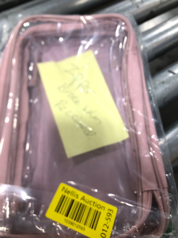 Photo 1 of BORMELUN Large clear travel pouch,TSA approved toiletry reusable organizer with zipper proof purse makeup case carry On (Pink)