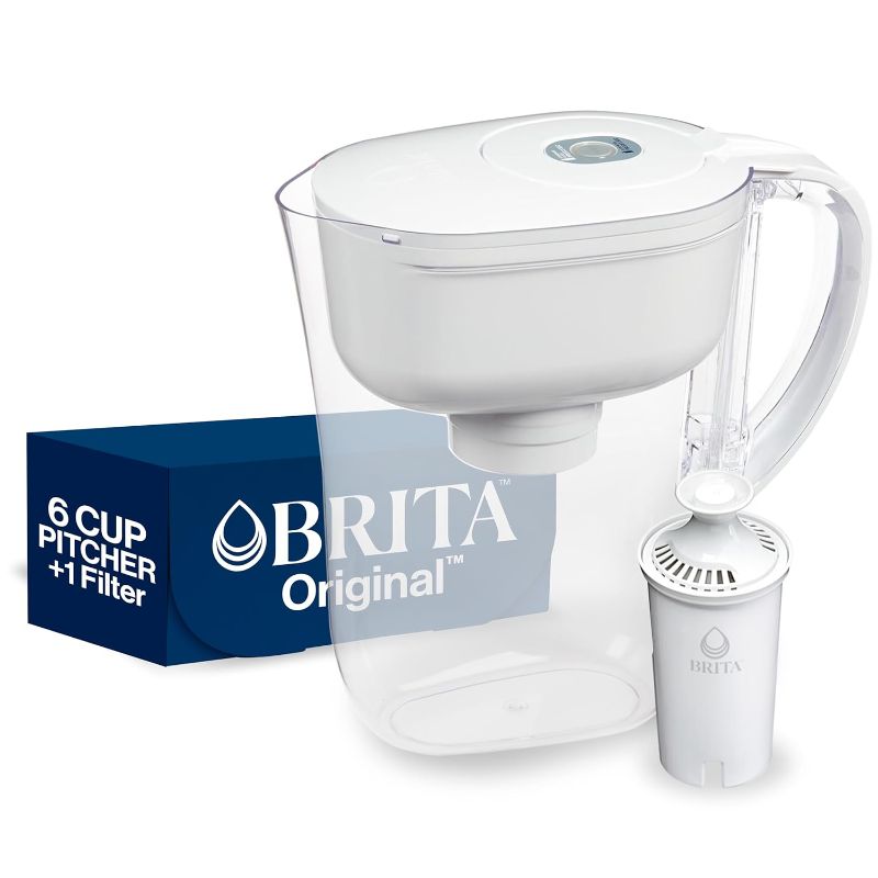 Photo 1 of Brita Water Filter Pitcher for Tap and Drinking Water with 1 Standard Filter, Lasts 2 Months, 6-Cup Capacity, BPA Free, White
